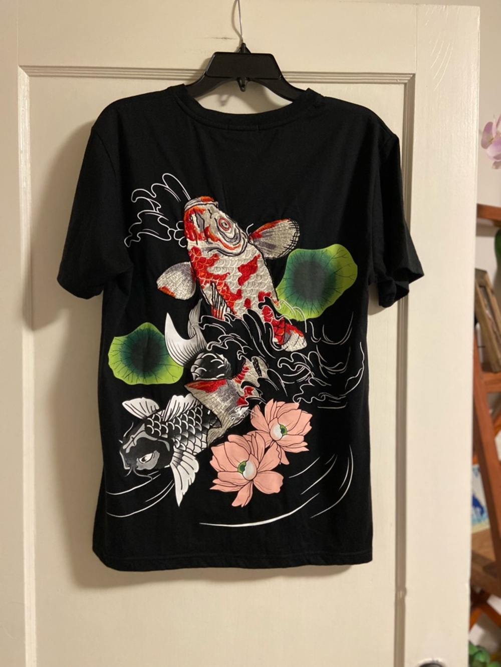 Fugutaiten T Shirt Koi Fish Ocean Lotus Embroidered Asian Japanese Men’s M EUC